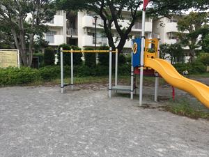 朝日町第2公園の雲梯 - こども複合遊具の一部 (写真は問い合わせフォームでいただいたもの。2024.05.14)
